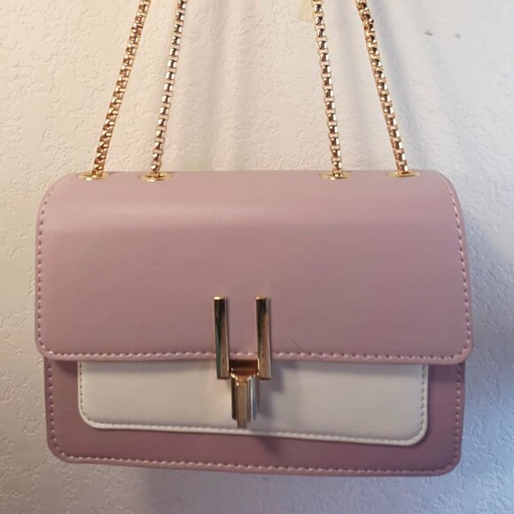 Neiman Marcus Purple Colorblock Gold Hardware Crossbody Bag - Picture 1 of 5